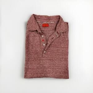 ISAIA NAPOLI MENS LINEN BLEND POLO SHIRT RED 2XL MADE IN ITALY *READ*